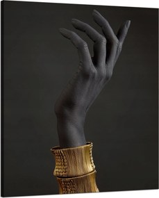 Vászonkép Fekete Kéz Arany karkötők 80x100 cm