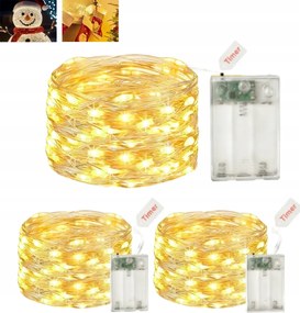 Drót Lámpa 3m Fény 50 Led Fehér Meleg Elemes Karácsonyfa