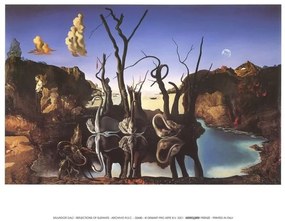 Swans Reflecting Elephants, 1937 Festmény reprodukció, Salvador Dalí, (30 x 24 cm)