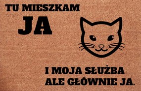 Lábtörlő Az Ajtó Alá Vicces Gravírozás Itt Élek Én És A Macska Szolgálatom
