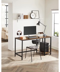 Számítógépesasztal 140x60 cm, Irodai asztal 2 polccal jobb vagy bal oldal, barna- fekete