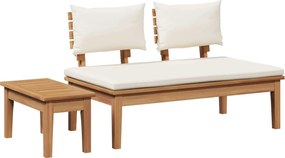 vidaXL Kerti pad 2 pcs Krém és barna Tömör tíkfa