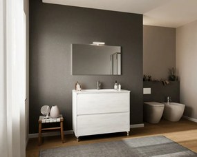 Lisbona 100cm-es 2 fiókos fürdőszobaszekrény fehér tölgy + mosdó