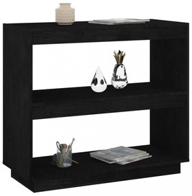 fekete tömör fenyőfa könyvszekrény 80 x 35 x 71 cm