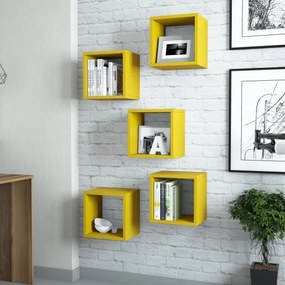 KÉSZLET 5x Fali polc BOX sárga