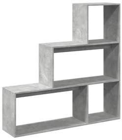 3 szintes betonszürke fa elválasztó könyvespolc 123x29x123 cm