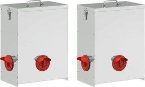 vidaXL Csirke etető 2 pcs Ezüst 32,5 x 20,5 x 43 cm Horganyzott acél