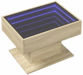Sonoma tölgy szerelt fa dohányzóasztal LED-del 70 x 50 x 45 cm