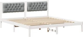 vidaXL Ágykeret fejtámlával Világosszürke 160 x 200 cm Tömör fenyőfa