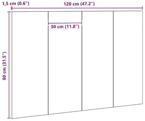 Fejtámla Musta tammi 120 x 1,5 x 80 cm Faanyag