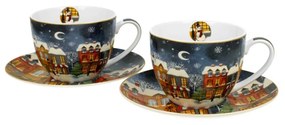 Karácsonyi porcelán csésze aljjal 2 db szett 280 ml díszcsomagolásban Christmas City