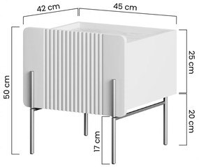 Malmi éjjeliszekrény fiókkal 45 cm - fekete matt / arany lábak