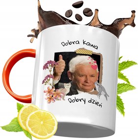 Narancssárga Bögre A Pis Elnökétől Jaroslaw Kaczynski fényképes nyomtatással