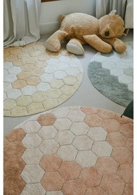 Világos rózsaszín mosható kézi szövésű pamut kerek szőnyeg ø 140 cm Honeycomb Rose – Lorena Canals