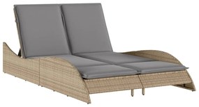 bézs polyrattan napozóágy párnákkal 114x205x73 cm