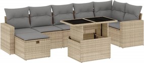 vidaXL 8 részes bézs polyrattan kerti ülőgarnitúra párnával