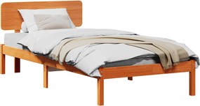 vidaXL Ágykeret fejtámlával Faggyú barna 100 x 200 cm Tömör fenyőfa