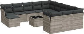 vidaXL 13 részes világosszürke polyrattan kerti ülőgarnitúra párnákkal