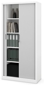 Fém szekrény harmonika ajtókkal DAMIAN, 900 x 1850 x 450 mm, fehér-szürke