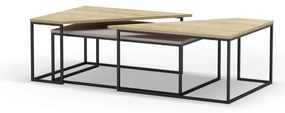 Dohányzóasztal szett tölgyfa dekoros asztallappal, 3 db-os 70x110 cm Titan – Marckeric