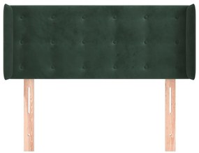 sötétzöld bársony fejtámla szárnyakkal 93x16x78/88 cm
