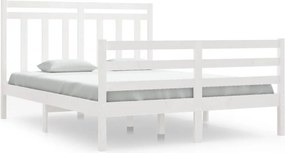 vidaXL Double fehér tömör fa ágykeret 135 x 190 cm