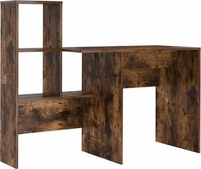 vidaXL Asztal polcokkal Füstölt tölgy 131,5 x 50 x 106,5 cm Faanyag