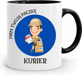 Fekete Bögre Futárnak Megvan Az Ajándékcsomagod, fényképes nyomattal