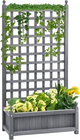 Outsunny Emelt Ágyás Ültetődoboz Trellis-szel, Növénytámasszal Mászó Növényekhez, 64 x 28 x 120 cm | Aosom