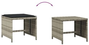 4db világosszürke polyrattan kerti szék párnával 40x40x35 cm