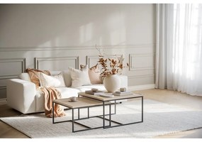 Natúr színű dohányzóasztal tölgyfa asztallappal ø 80 cm Deerfield – Rowico