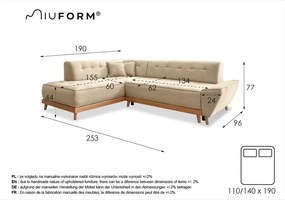 Dazzling Daisy L sötétkék kinyitható kanapé, bal oldalas - Miuform