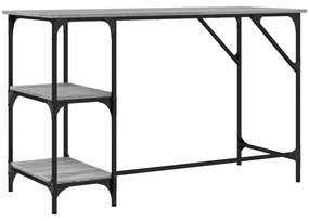 szürke sonoma színű fém és szerelt fa íróasztal 120x50x75 cm