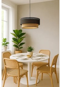 BORHO függőlámpa zsinóron 1xE27/60W/230V fekete/juta