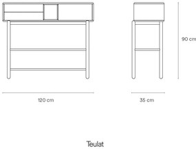 Sötétszürke konzolasztal 35x120 cm Corvo - Teulat