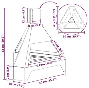 Tűzrakó Barna 50 x 43 x 52 cm időjárásálló acél