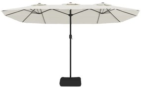 homokfehér dupla tetős napernyő LED-ekkel 449x245 cm