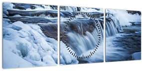 Egy folyó képe télen (órával) (90x30 cm)