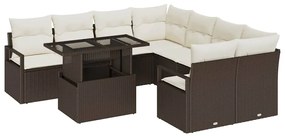 vidaXL Kerti Kanapé Szett párnával tárolóval 9 pcs Barna Poli rattan