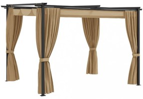 tópszínű acél pavilon függönyökkel 3 x 3 m