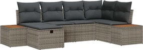 vidaXL Kerti Kanapé Szett párnával 6 pcs Szürke polirattan