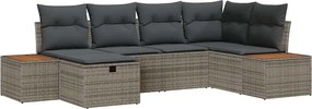vidaXL Kerti Kanapé Szett párnával 6 pcs Szürke polirattan