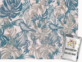 Fotótapéta Flizelina Levelek Türkiz Szürke Monster Pálma 150x105 ragasztó