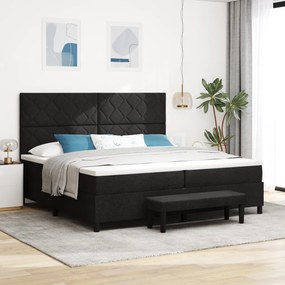 Box Spring Ágy Matraccal és Pad fekete 200x200 cm Szövet