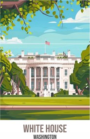 Plakát 50x70 cm Fehér Ház, Washington