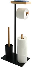 MSV WC papír tartó kefével és tartóval Teiki 20 x30 x 67 cm, fekete