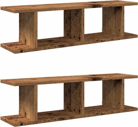 vidaXL 2 db antik fa színű szerelt fa fali polc 75 x 18 x 20 cm