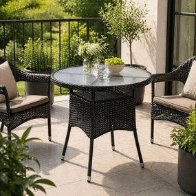 STILISTA Kerti asztal  80 x 80 x 75 cm polyrattan fekete