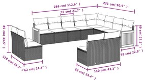 12 részes bézs polyrattan kerti ülőgarnitúra párnákkal