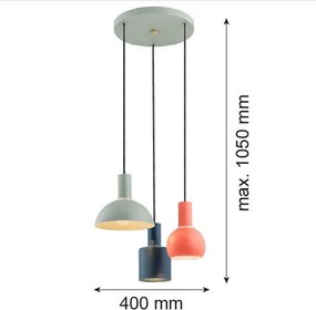 ARGON 1479 SINES Modern Led Függesztett Lámpa Fekete, Korall, Zsálya E27 IP20
